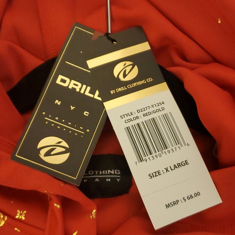 NWT Drill Red Metallic Gold Tiger Hooded Sweater - Picture 4 of 5